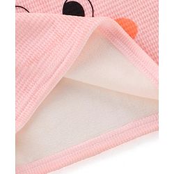 Babyhug Raglan Sleeves Winter Wear Suit With Bear Applique and Print - Peach