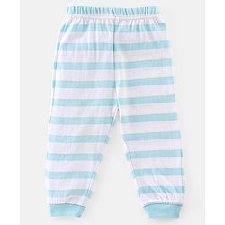 Babyhug Cotton Knit Full Sleeves Night Suit With Dino Print - Blue & White