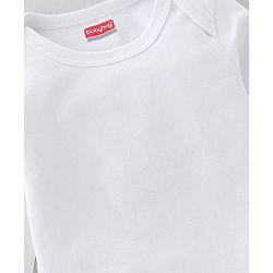 Babyhug 100% Cotton Full Sleeves Onesie Solid Colour - White