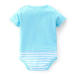 Babyhug 100% Cotton Knit Half Sleeves Onesie Croc Print - Blue