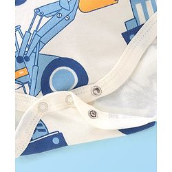 Babyhug 100% Cotton Half Sleeves Onesies With Truck Print - White