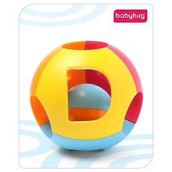 Babyhug Colorful Action Rattle Ball For Kids| Fun Color & Soft Rattling Sound| Attractive Baby Ball Shape Rattle for 3 Months+| Gifting Toy| Child Safe Material| Non- Toxic| BIS Certified