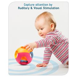 Babyhug Colorful Action Rattle Ball For Kids| Fun Color & Soft Rattling Sound| Attractive Baby Ball Shape Rattle for 3 Months+| Gifting Toy| Child Safe Material| Non- Toxic| BIS Certified