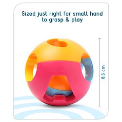 Babyhug Colorful Action Rattle Ball For Kids| Fun Color & Soft Rattling Sound| Attractive Baby Ball Shape Rattle for 3 Months+| Gifting Toy| Child Safe Material| Non- Toxic| BIS Certified