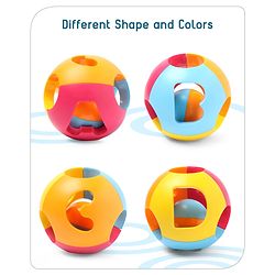 Babyhug Colorful Action Rattle Ball For Kids| Fun Color & Soft Rattling Sound| Attractive Baby Ball Shape Rattle for 3 Months+| Gifting Toy| Child Safe Material| Non- Toxic| BIS Certified