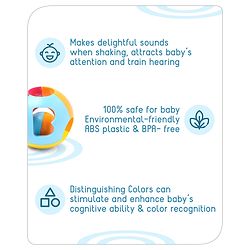 Babyhug Colorful Action Rattle Ball For Kids| Fun Color & Soft Rattling Sound| Attractive Baby Ball Shape Rattle for 3 Months+| Gifting Toy| Child Safe Material| Non- Toxic| BIS Certified