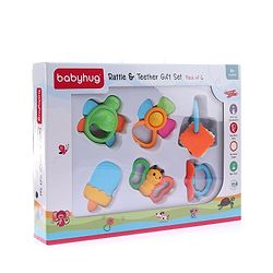Babyhug Teether Gift Set Pack of 6||Easy to Grip|Fits in Mouth, Stimulates and Massages Sore Gums| Gifting Toy| Child Safe Material| BIS Certified| 4 Months+