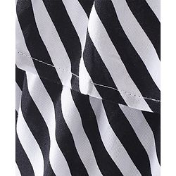 Babyhug Rayon Woven Striped Singlet Ruffled Top - Black & White