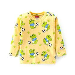 Babyhug Cotton Single Jersey Knit Full Sleeves Night Suit Croc Print - Yellow