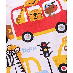 Babyhug Single Jersey Knit Full Sleeves Trucks Printed Night Suit - White