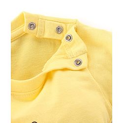 Babyhug Cotton Single Jersey Knit Full Sleeves Night Suit Construction Vehicle Print - Yellow
