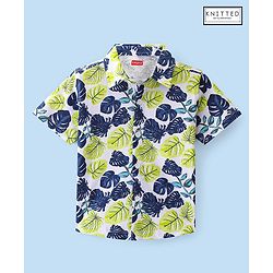 Babyhug Cotton Knit Half Sleeves Tropical Leaves Print Shirt - Multicolour