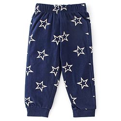 Babyhug Cotton Single Jersey Knit Full Sleeves Night Suit With Star Print - Navy Blue