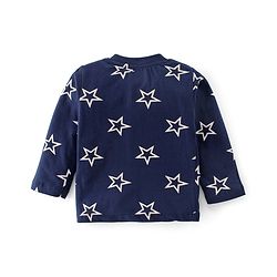 Babyhug Cotton Single Jersey Knit Full Sleeves Night Suit With Star Print - Navy Blue