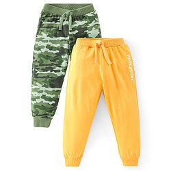 Babyhug Cotton Jersey Knit Full Length Lounge Pant Camouflage & Text Print Pack Of 2 - Multicolor