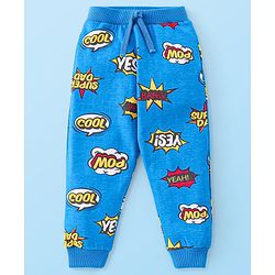 Babyhug Cotton Full Length Lounge Pants Striped & Text Printed Pack  of 2 - Blue & Yellow