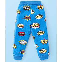 Babyhug Cotton Full Length Lounge Pants Striped & Text Printed Pack  of 2 - Blue & Yellow