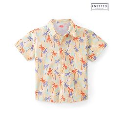 Babyhug 100% Cotton Half Sleeves Shirt Tropical Print - Cream