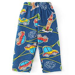 Babyhug Single Jersey Knit Full Sleeves Night Suit Car Print - Navy Blue