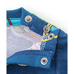 Babyhug Single Jersey Knit Full Sleeves Night Suit Car Print - Navy Blue