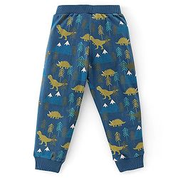 Babyhug Cotton Jersey Knit Full Length Lounge Pant Dino Printed Pack of 2 - Blue & Yellow