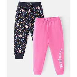 Babyhug Cotton Jersey Knit Full Length Lounge Pant Unicorn Print Pack Of 2 - Multicolor