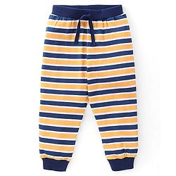 Babyhug Cotton Full Length Lounge Pant Stripes & Bowling Print Pack of 3- Blue & Yellow