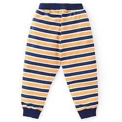 Babyhug Cotton Full Length Lounge Pant Stripes & Bowling Print Pack of 3- Blue & Yellow