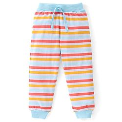 Babyhug Cotton Full Length Lounge Pants Striped Pack of 3 - Pink & Blue