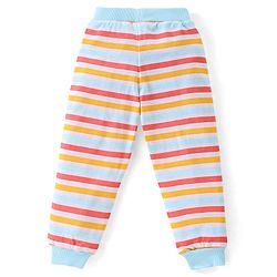 Babyhug Cotton Full Length Lounge Pants Striped Pack of 3 - Pink & Blue