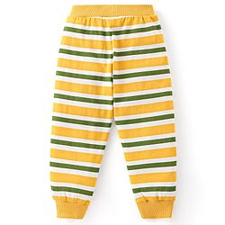 Babyhug Cotton Jersey Knit Full Length Lounge Pant Stripes & Bear Print Pack Of 3 - Multicolor