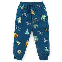 Babyhug Cotton Knit Full Length Vacation Print Lounge Pants Pack of 3 - Navy Maroon & Yellow