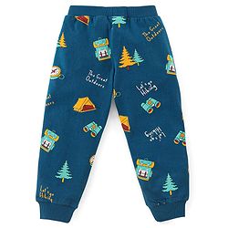 Babyhug Cotton Knit Full Length Vacation Print Lounge Pants Pack of 3 - Navy Maroon & Yellow