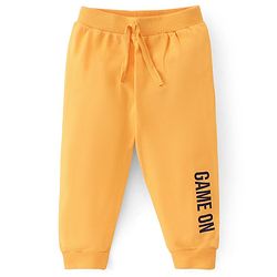 Babyhug Cotton Knit Full Length Lounge Pant Text Print Pack Of 3 - Maroon Yellow & Navy Blue