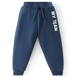 Babyhug Cotton Knit Full Length Lounge Pant Text Print Pack Of 3 - Maroon Yellow & Navy Blue