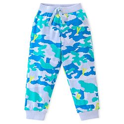 Babyhug Cotton Knit Full Length Camo Print Lounge Pants Pack of 3 - Blue