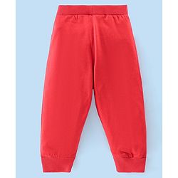 Babyhug Cotton Knit Full Length Lounge Pants Striped & Text Printed Pack of 3 - Blue Yellow & Red