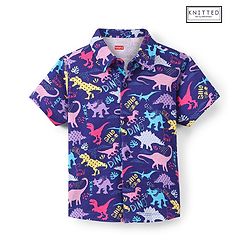 Babyhug 100% Cotton Half Sleeves Shirt Dinosaur Print - Purple