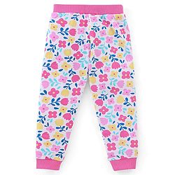 Babyhug Cotton Knit Full Length Floral Print Lounge Pants Pack of 3 - Navy Pink & Yellow
