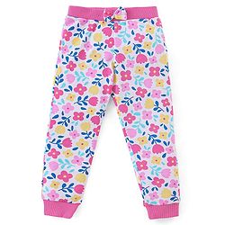 Babyhug Cotton Knit Full Length Floral Print Lounge Pants Pack of 3 - Navy Pink & Yellow