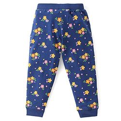 Babyhug Cotton Full Length Lounge Pants with Floral Print  & Bow Applique Pack of 3 - Pink Yellow & Blue