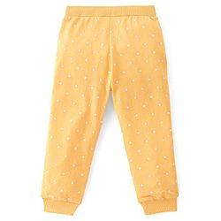Babyhug Cotton Full Length Lounge Pants with Floral Print  & Bow Applique Pack of 3 - Pink Yellow & Blue