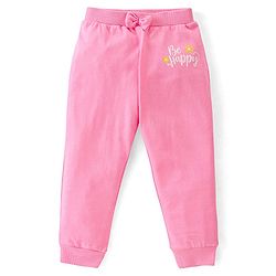 Babyhug Cotton Full Length Lounge Pants with Floral Print  & Bow Applique Pack of 3 - Pink Yellow & Blue