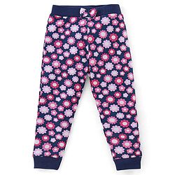 Babyhug Cotton Knit Full Length Floral Print Lounge Pants Pack of 3 - Navy Pink & Yellow