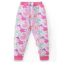 Babyhug Cotton Full Length Lounge Pants Floral Printed Pack of 3 - Pink & Orange