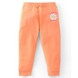 Babyhug Cotton Full Length Lounge Pants Floral Printed Pack of 3 - Pink & Orange