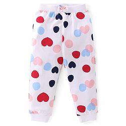 Babyhug Cotton Jersey Knit Lounge Pant Heart Print Pack of 3 - Multicolor