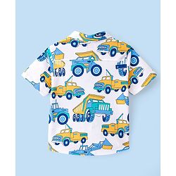 Babyhug 100% Cotton Knit Half Sleeve Shirt With JCB Print - White