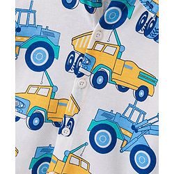 Babyhug 100% Cotton Knit Half Sleeve Shirt With JCB Print - White