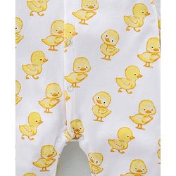 Babyhug 100% Cotton Interlock Knit Full Sleeves Romper Duck Print - White